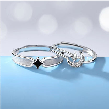 Star and Moon Wishing Couple Ring