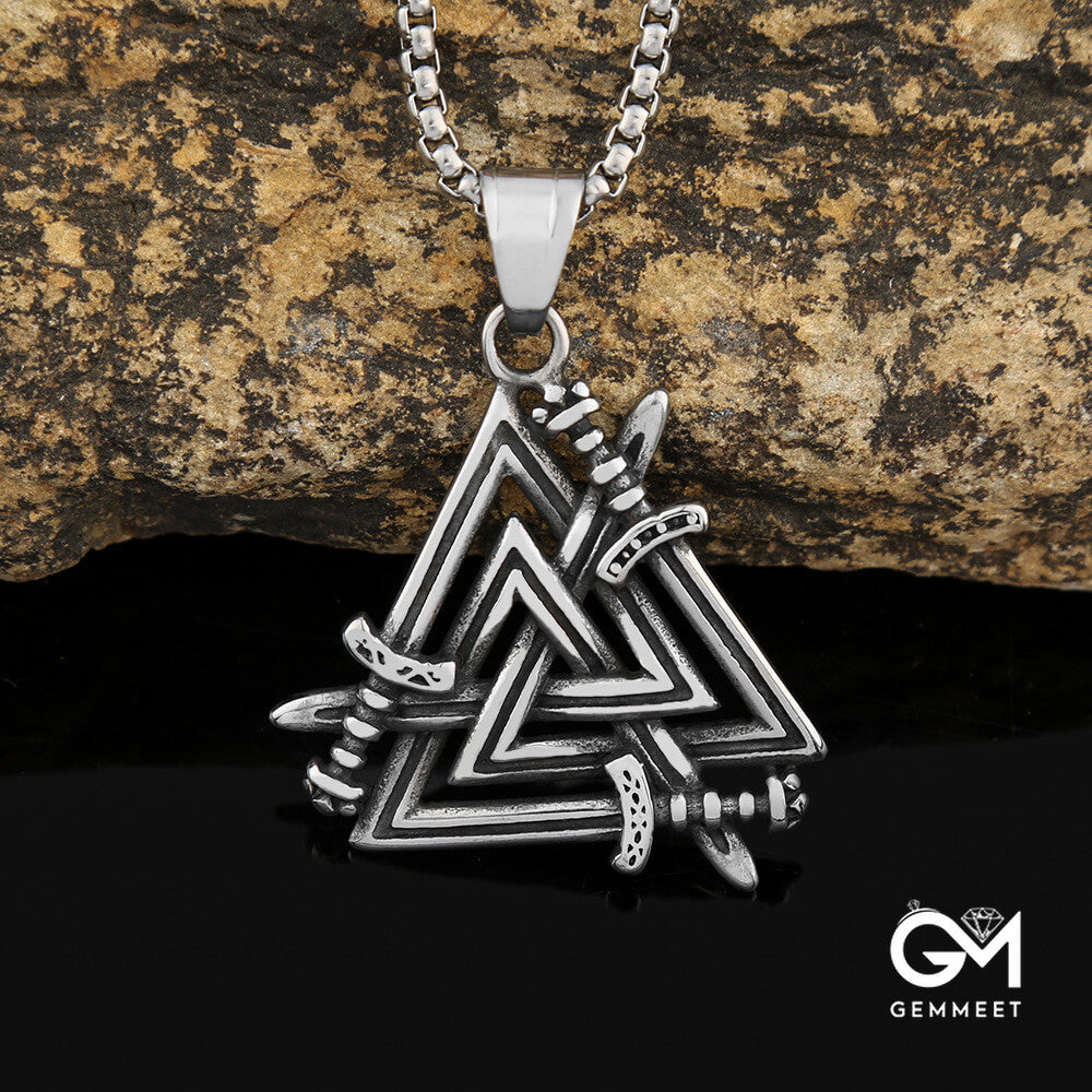 Vintage Titanium Steel Triangle Pendant Necklace