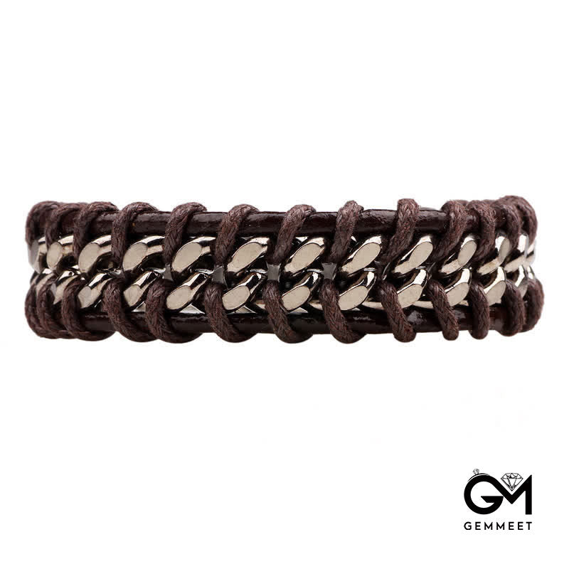 Men's Woven Leather Bracelet