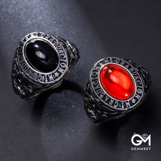 Vintage Hip Hop Red Black Zircon Ring