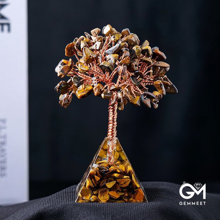 Crystal Gravel Pyramid Base Feng Shui Tree