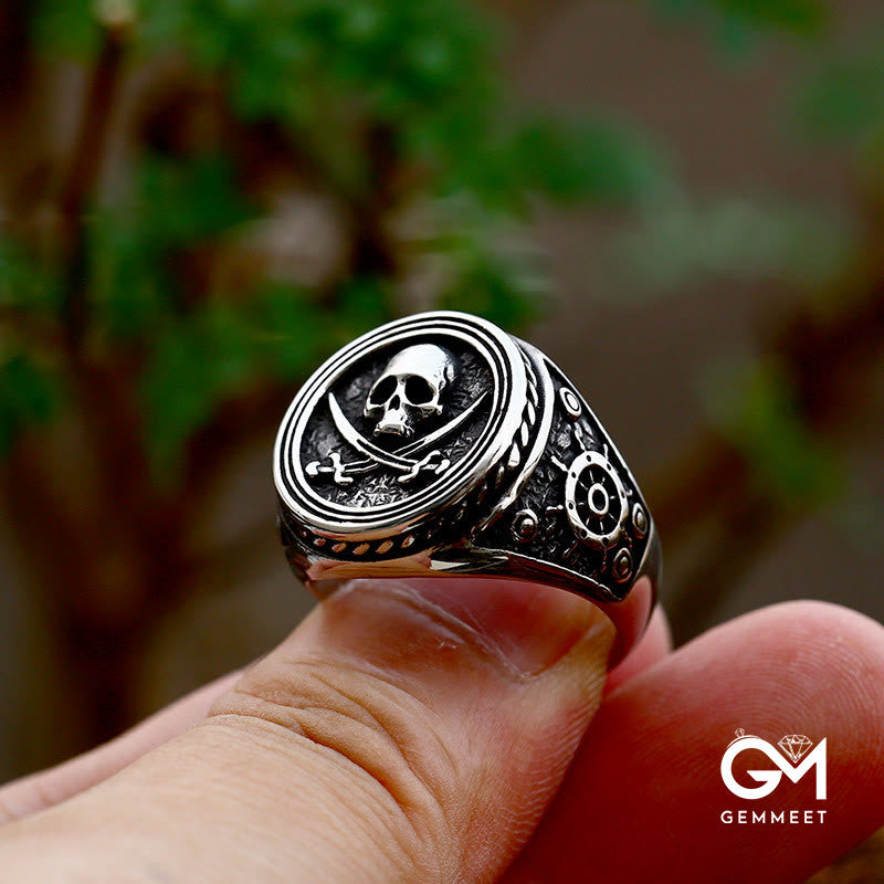 Pirate Skull Signet Ring