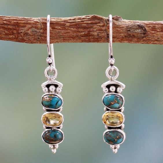 Vintage Thai Silver Turquoise Earrings