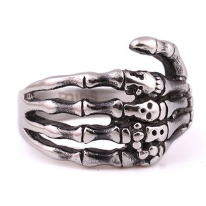 Halloween Titanium Steel Skull Ghost Hand Retro Men's Ring