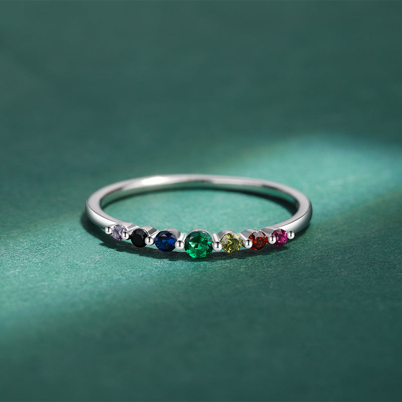 Simple Rainbow Irregular Small Oval Plain Ring