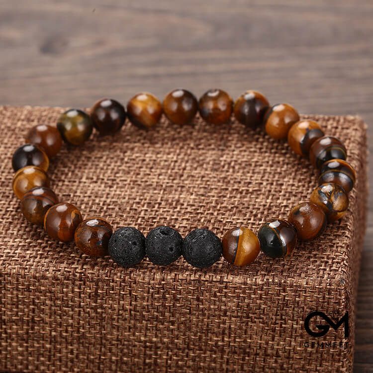 Volcanic Stone Beads Woven Bracelet