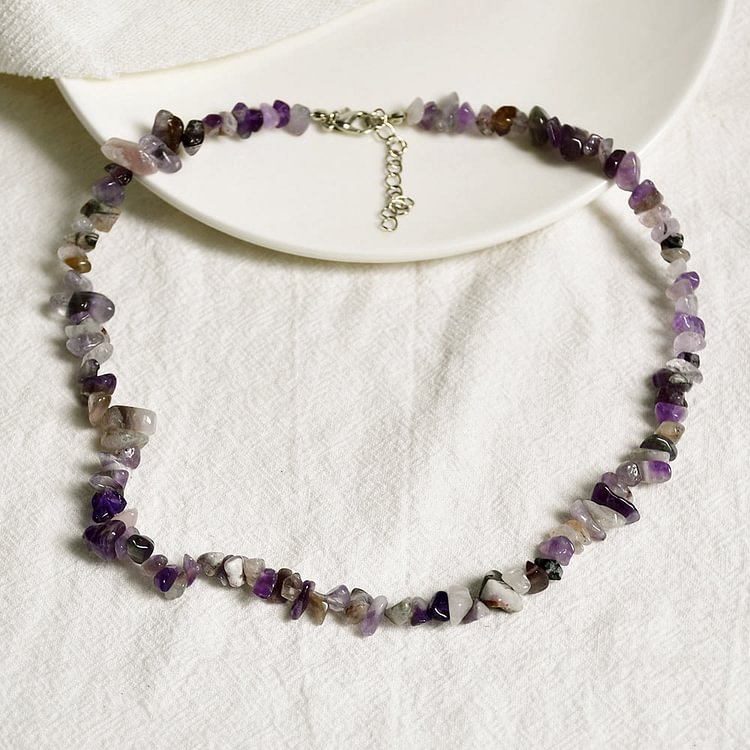 Irregular Shaped Polished Crystal Stone Necklace