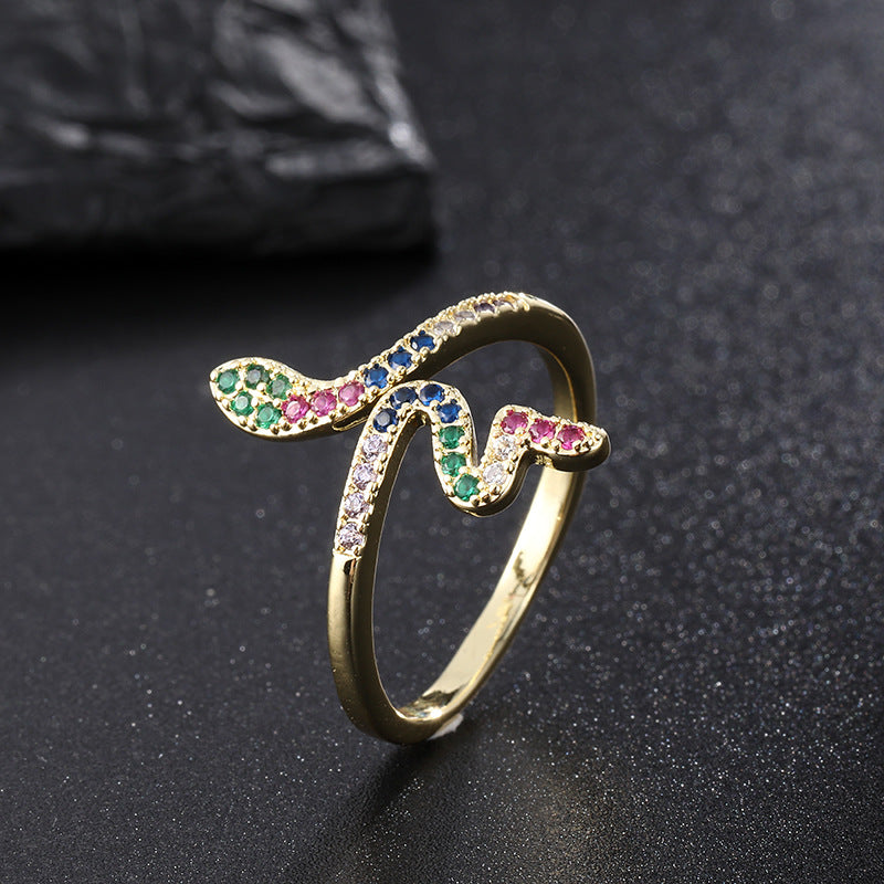 Titanium Steel Zircon Snake Ring