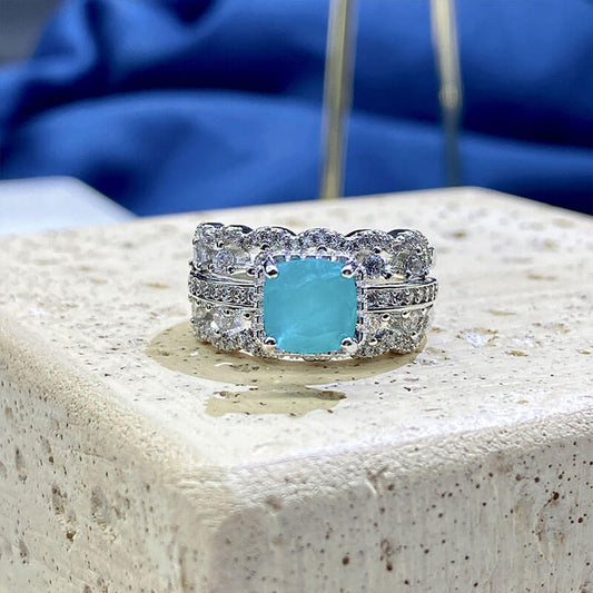 Haute Couture Jewelery Simulated Paraiba Tourmaline Ring