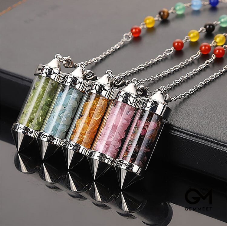 Chakra Colored Crystal Meditation Pendulum