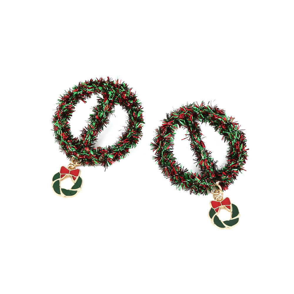 Christmas Earrings Personality Handwoven Glitter Wreath Earrings