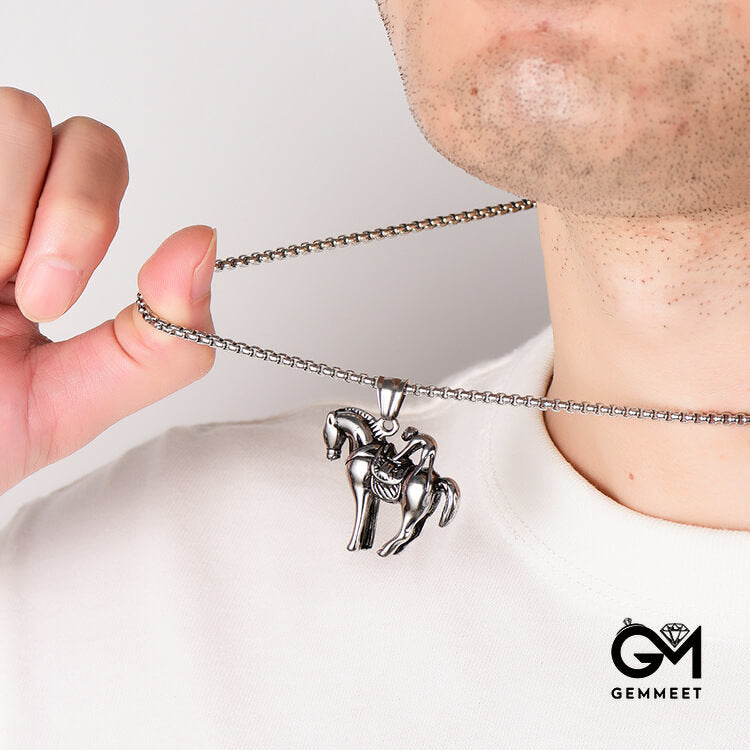 Stainless Steel Monkey Riding Necklace