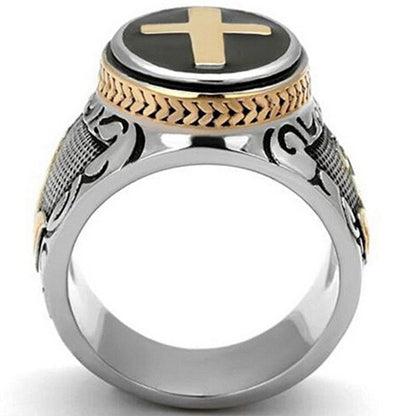 Two Tone Cross Faith Ring