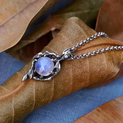 Moonstone Flame Drop Pendant Necklace