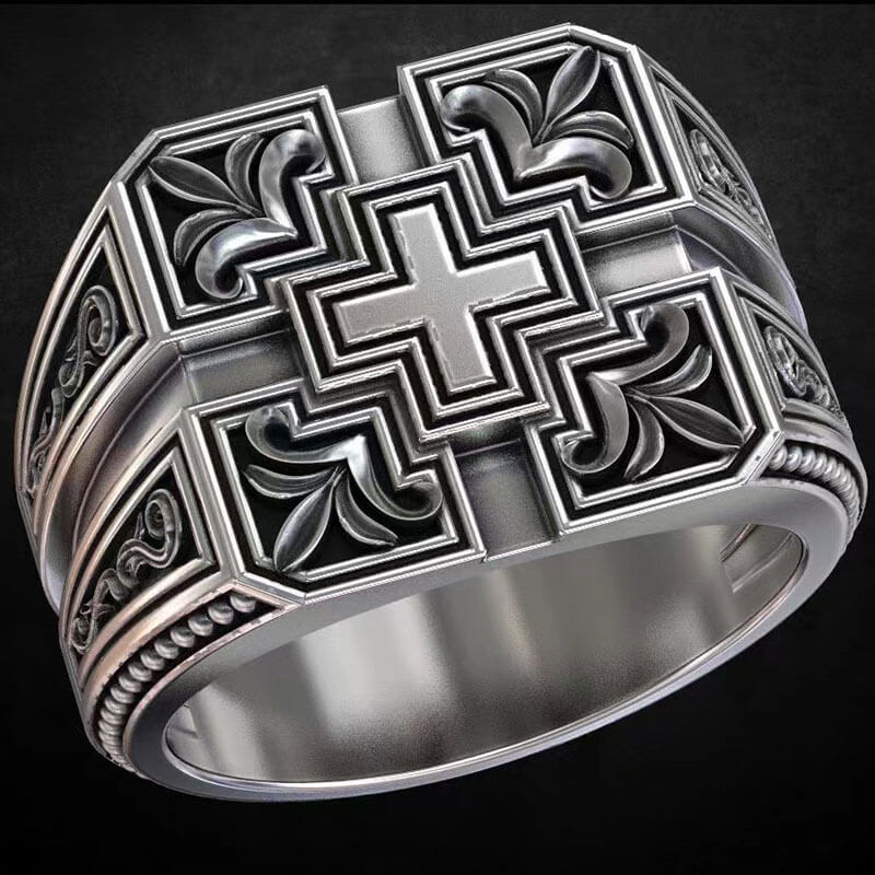 Vintage Men's Cross Creative Carved Ring