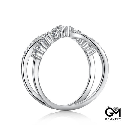 S925 Pure Silver Zircon Double Line Ring