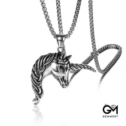 Stainless Steel Unicorn Pendant Necklace