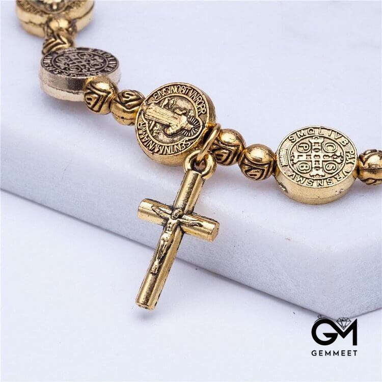 Golden Silver Colorm Jesus Christianity Cross Bracelet