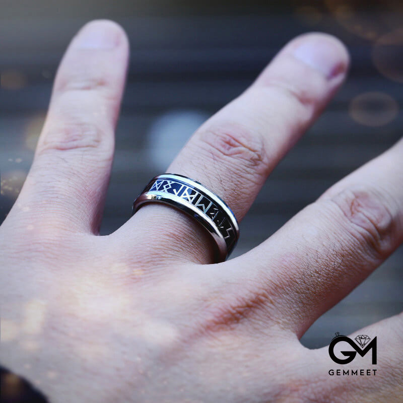 Vintage Viking Lettering Titanium Steel Ring