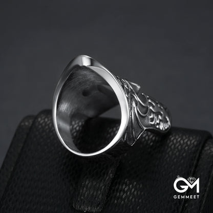 Stainless Steel Armor Warrior Mask for Men Ring