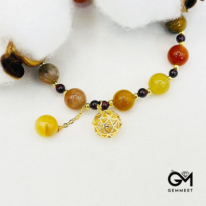 Colorful Agate Garnet Bead Bracelet