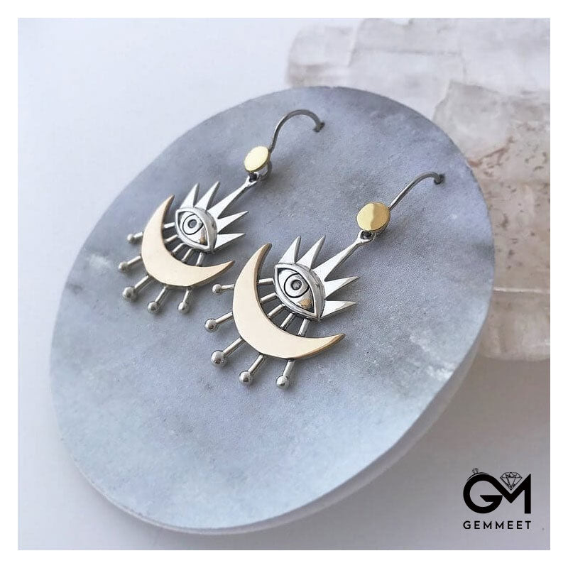 Evil Eyes Moon Earrings