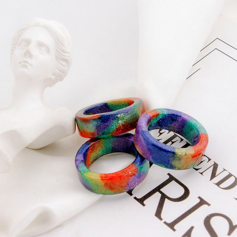 Galaxy Rainbow Shiny Resin Ring