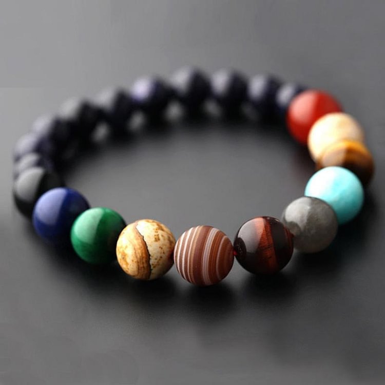 Cosmic Galaxy Colorful Stone Seven Chakra Yoga Bracelet