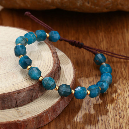 Blue Apatite Cut Bead Bracelet