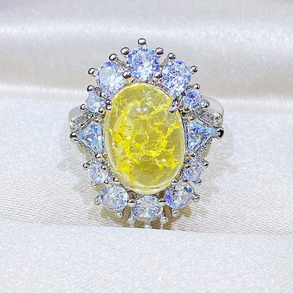 New Vintage Royal Simulated Topaz Sapphire Ring Micropaved Ice Flower Cut Ring