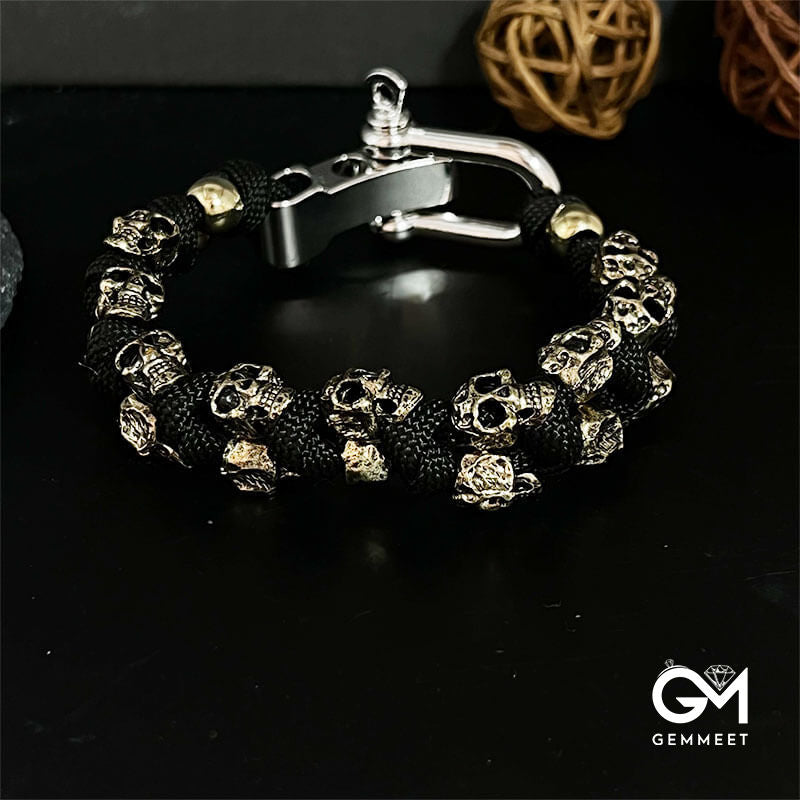 Viking Skull Men's Woven Paracord Bracelet