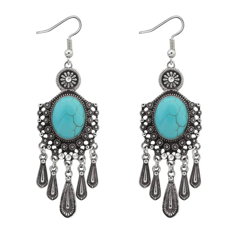 Retro Turquoise Dangle Earrings