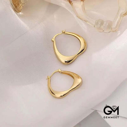 White Gold Dangle Heart Shape Hoop Earrings