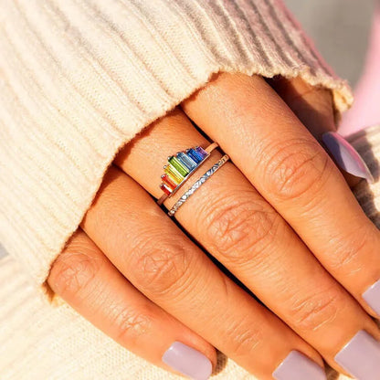 Trendy Rainbow Colourful Zircon Ring