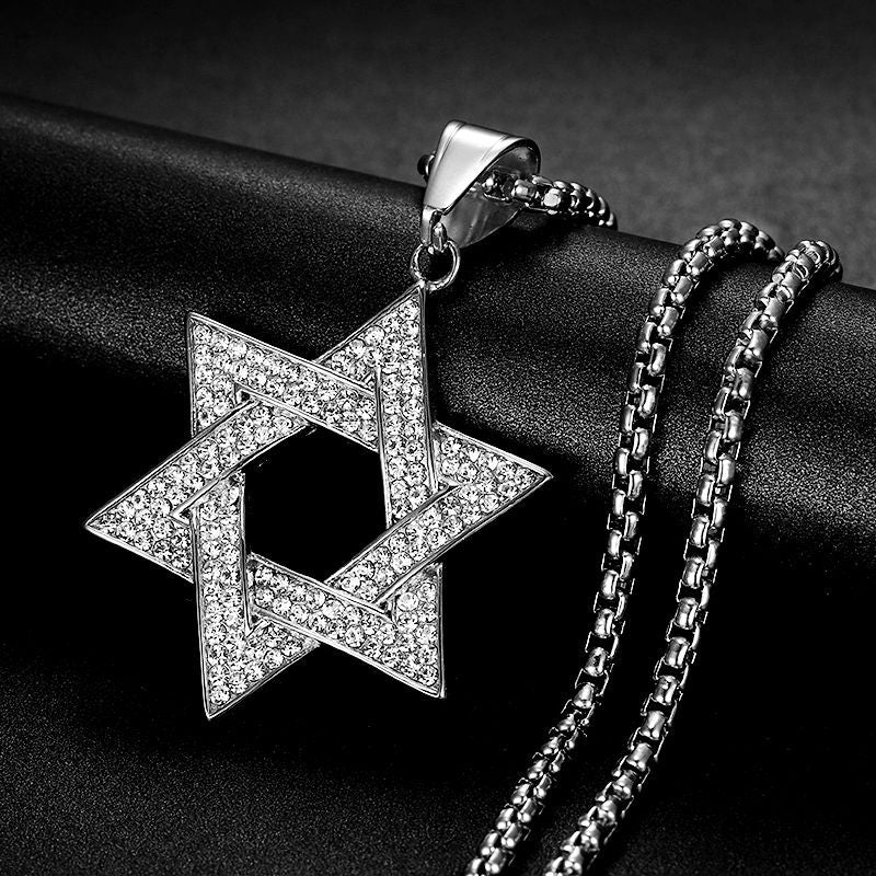 Hip Hop All Over Zirconia Hexagram Pendant