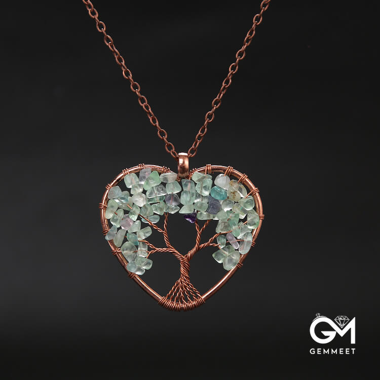 Crystal Tree of Life Copper Necklace