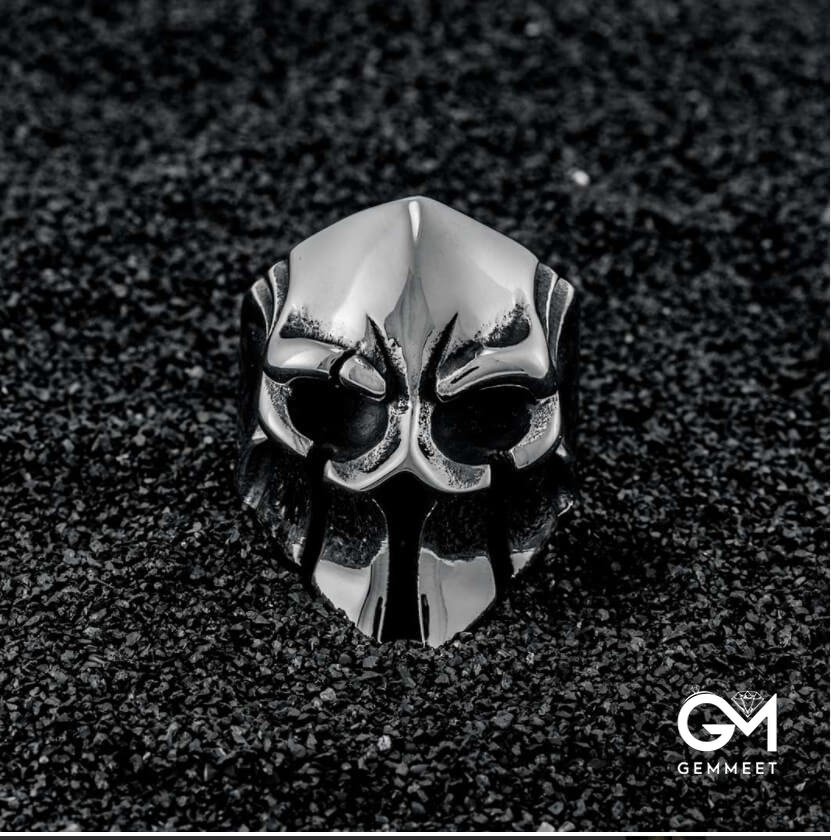 Retro Spartan Warrior Helmet Mask Skull Ring