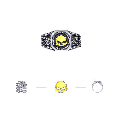 Golden Skull Rose Totem Adjustable Signet Ring