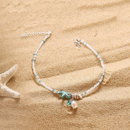 Freshwater Pearl Turquoise Sea Starfish Shell Anklets