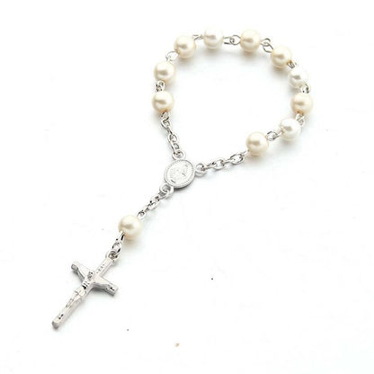 Pearl Heart Cross Bracelet