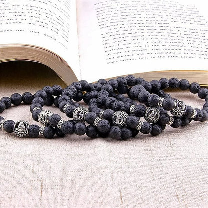 Natural Lava Stone 26 Letters Bracelet