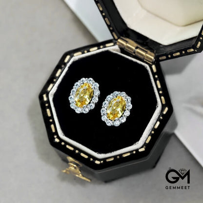 S925 Sterling Silver Yellow Zircon Sun Earrings