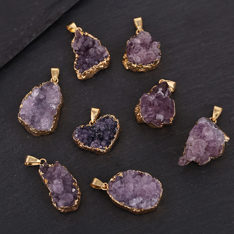 Gold Amethyst Natural Gemstone Pendant