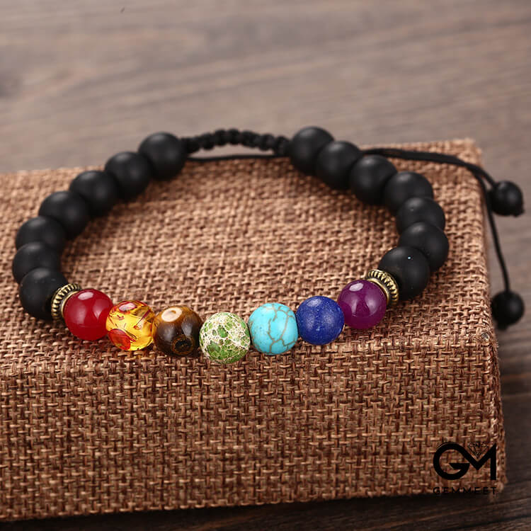 8mm Woven Shambhala Black Stone Bracelet