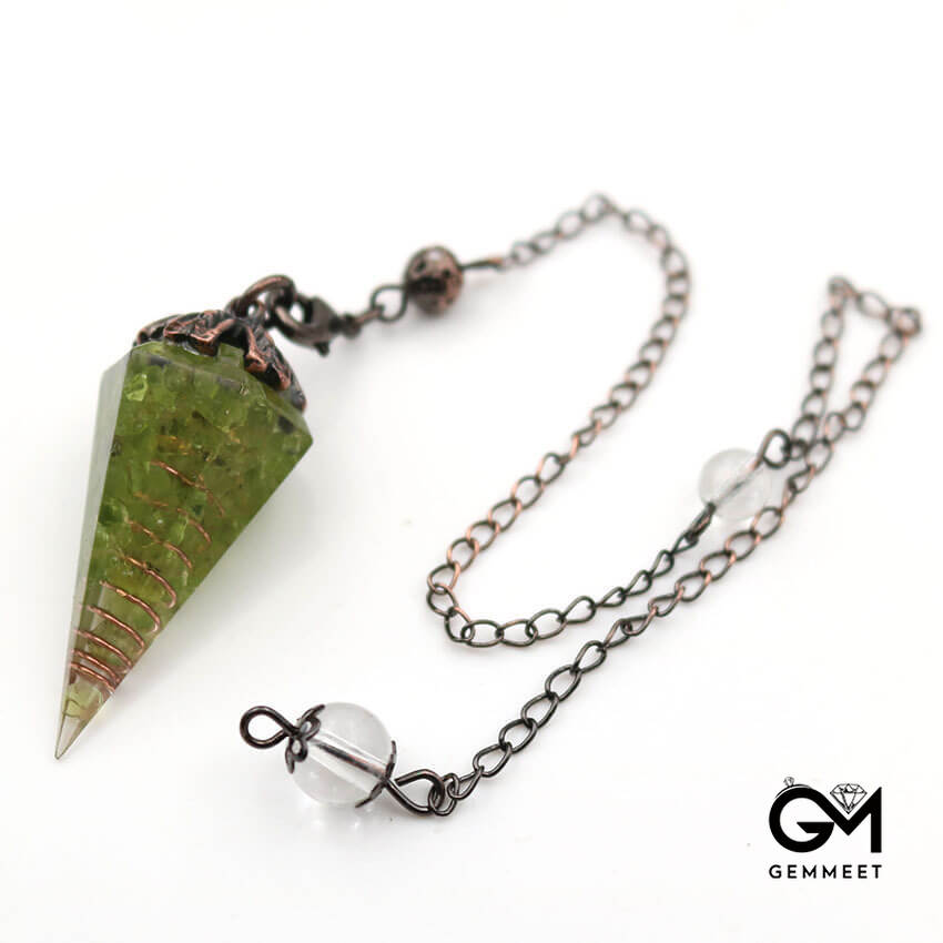 Bronze Crystal Resin Hexagon Cone Pendant