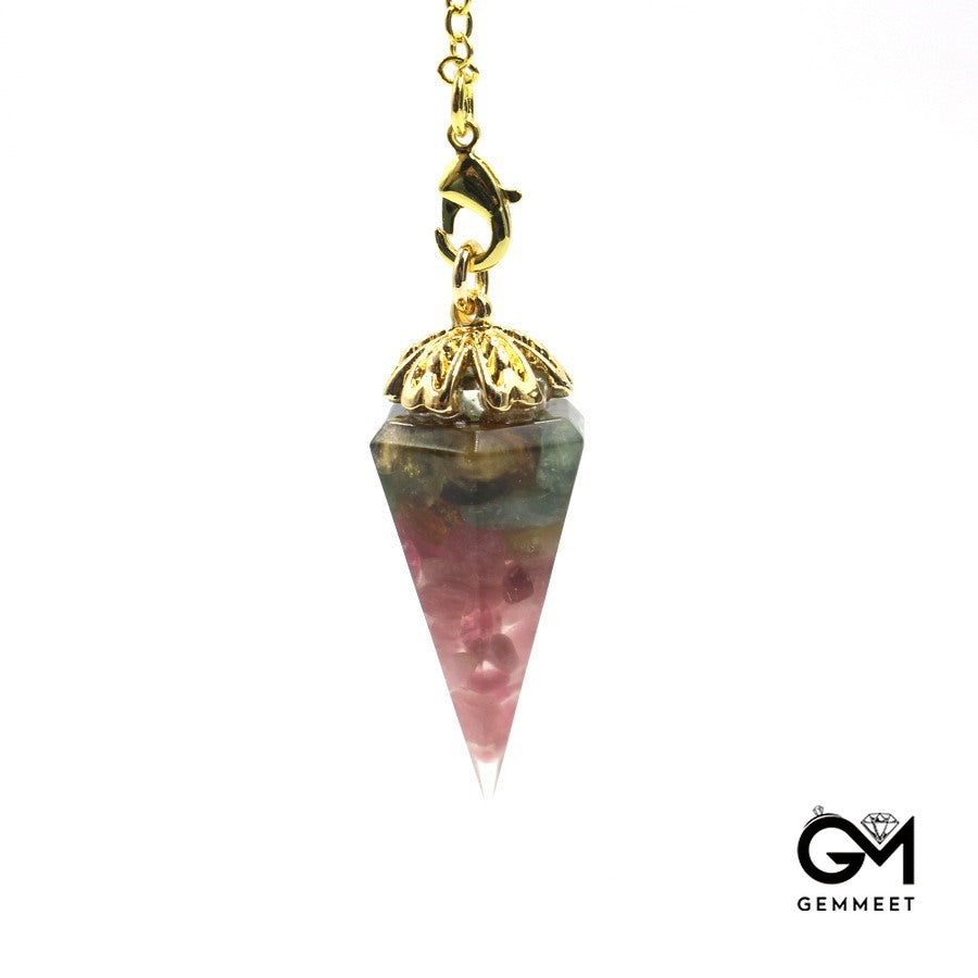 Crystal Stone Resin Conical Pendulum