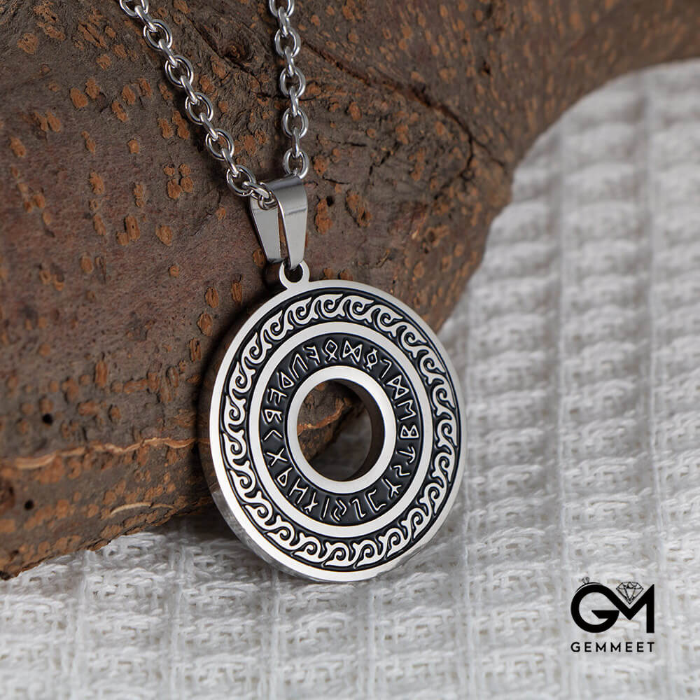 Vintage Disc Text Titanium Steel Necklace