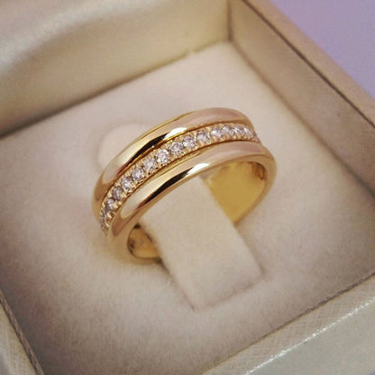 Simple Gold Set With Zircon Ring