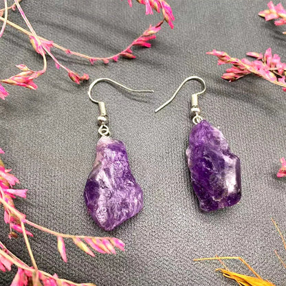 Irregular Natural Healing Amethyst Earrings