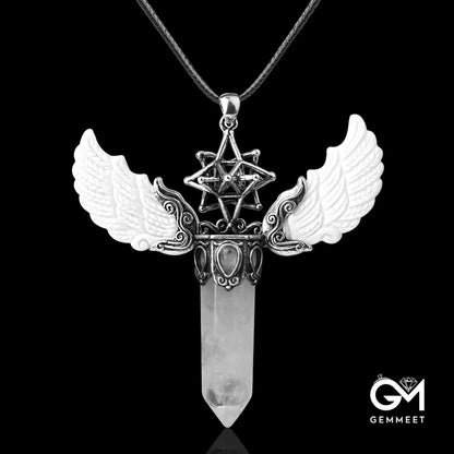 Hollowed Hexagram Crystal Pendant Necklace